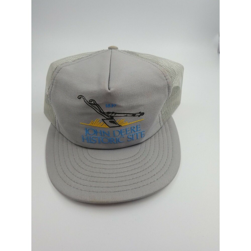Vintage John Deere 1837 Historic Site Snapback Mesh Trucker Hat Gray Dixon IL H2